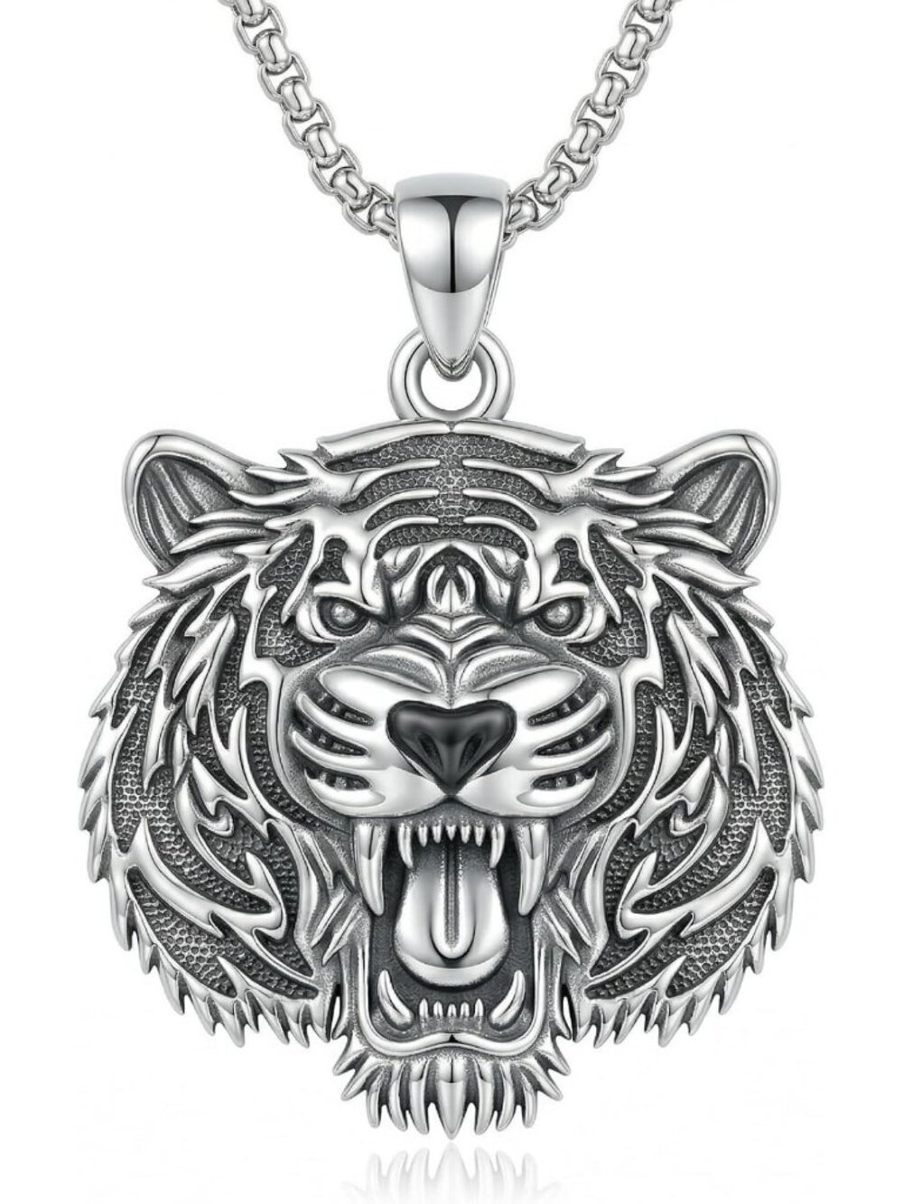Stylish 925 Sterling Silver Tiger Necklace for Men - Perfect Gift for Him, Dad